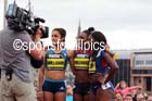 From left to right: Jodie Williams, Bianca Williams and winner Asha Philip, womens 150 metres, Great North CityGames. Photo: David T. Hewitson/Sports for All Pics